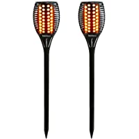TEQStone luces solares para exteriores- luces de antorcha LED para jardín solar- efecto de llama parpadeante realista…